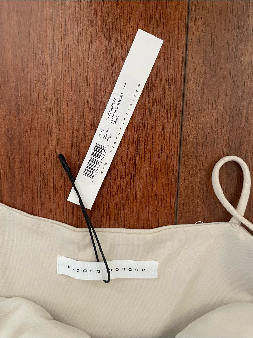 Susana Monaco String Slit Front Wide Leg Jumpsuit Blanched Almond size L | NWT - Picture 10 of 11